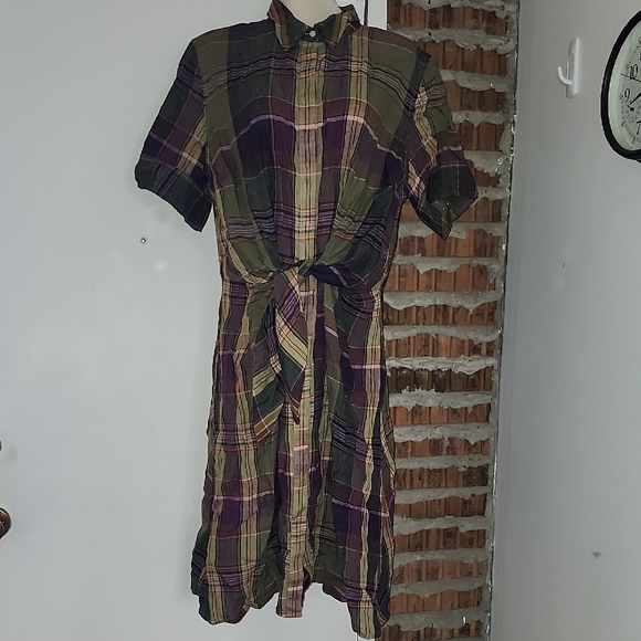 Ralph Lauren Dresses & Skirts - Lauren Ralph Lauren Multicolor Plaid Dress Tie Belt Button Down Size 18W 18+ 40